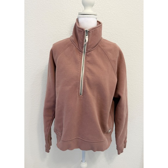 Vuori Tops - Vuori Restore Half Zip Pullover Dusty Rose Pink Organic Cotton Fleece Medium
